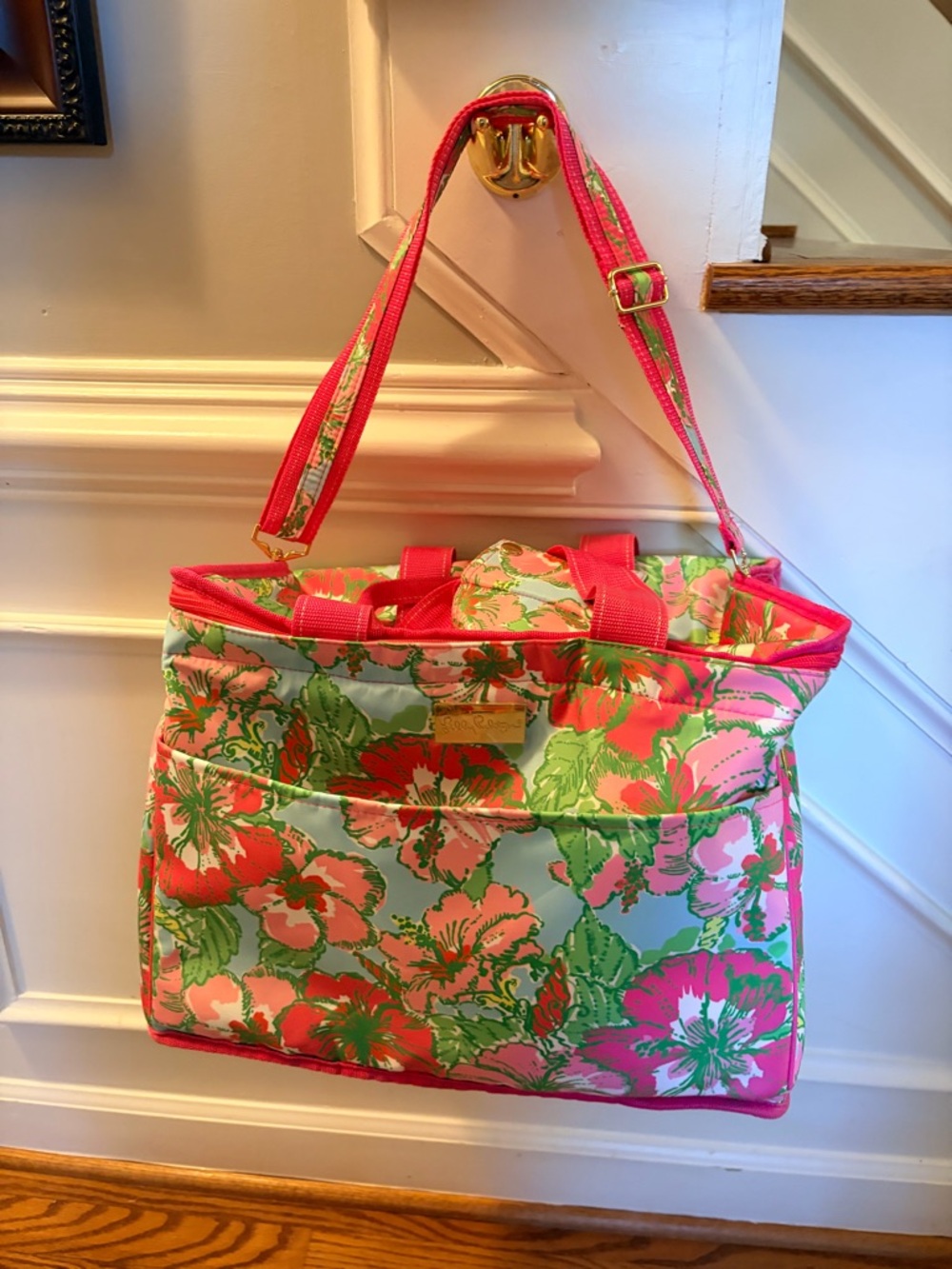 Lilly Pulitzer Pink Green Floral Cosmetic Tote - Picture 7 of 8